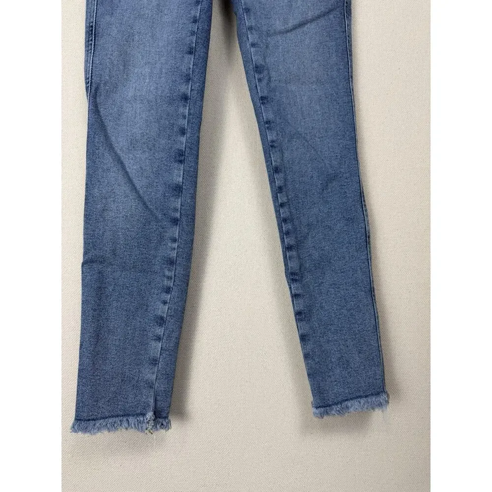 We The Free People Jeans Size 26 High Rise Skinny Stretch Frayed Hem Blue Denim - Picture 4 of 14